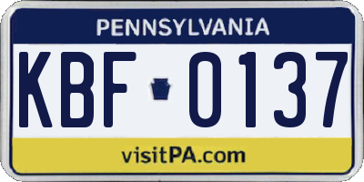 PA license plate KBF0137