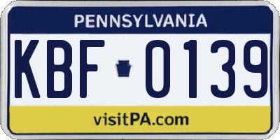 PA license plate KBF0139