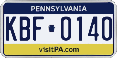 PA license plate KBF0140
