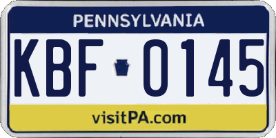 PA license plate KBF0145