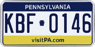 PA license plate KBF0146