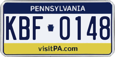PA license plate KBF0148