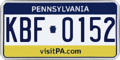 PA license plate KBF0152