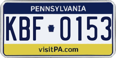 PA license plate KBF0153