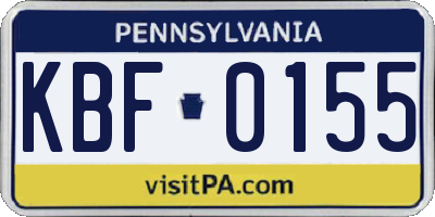 PA license plate KBF0155