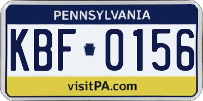 PA license plate KBF0156