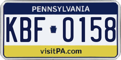 PA license plate KBF0158
