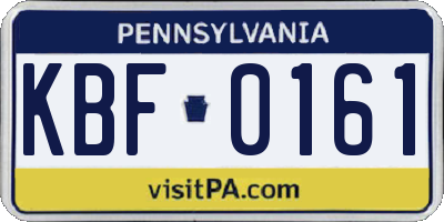 PA license plate KBF0161