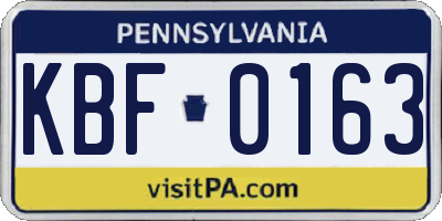 PA license plate KBF0163