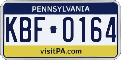 PA license plate KBF0164