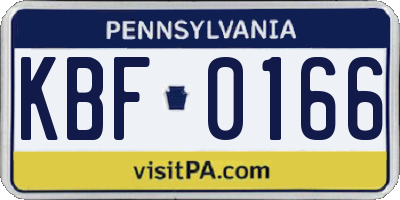 PA license plate KBF0166