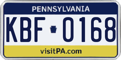 PA license plate KBF0168