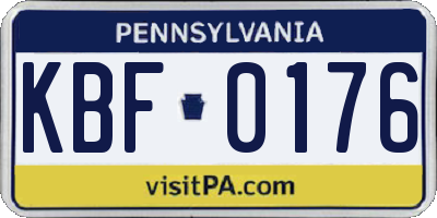 PA license plate KBF0176