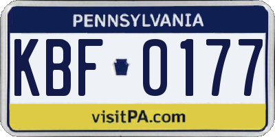 PA license plate KBF0177