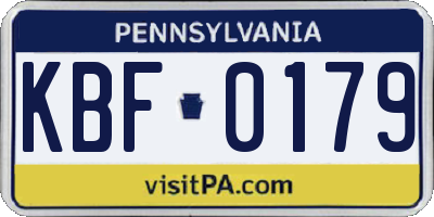 PA license plate KBF0179