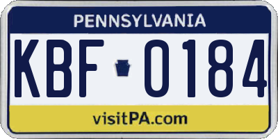 PA license plate KBF0184