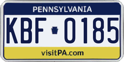 PA license plate KBF0185