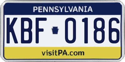 PA license plate KBF0186