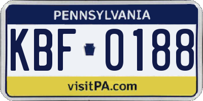 PA license plate KBF0188