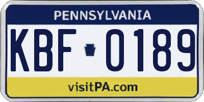 PA license plate KBF0189