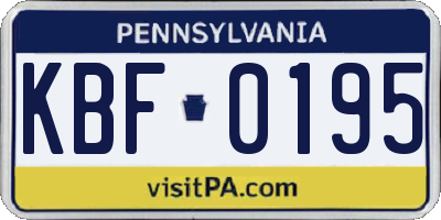 PA license plate KBF0195