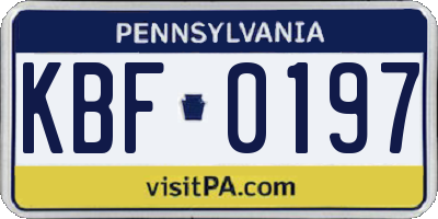 PA license plate KBF0197