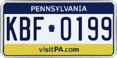 PA license plate KBF0199