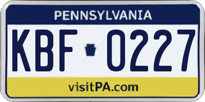 PA license plate KBF0227