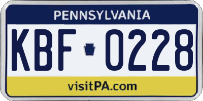 PA license plate KBF0228