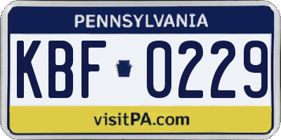PA license plate KBF0229