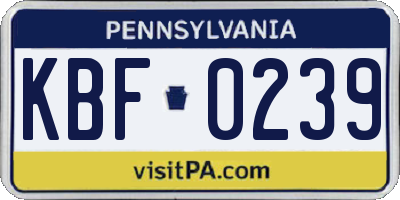 PA license plate KBF0239