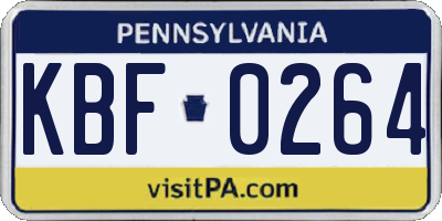PA license plate KBF0264