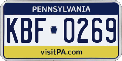 PA license plate KBF0269