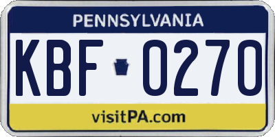 PA license plate KBF0270