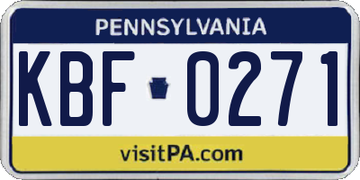 PA license plate KBF0271