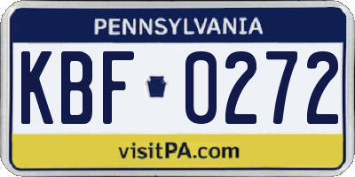 PA license plate KBF0272