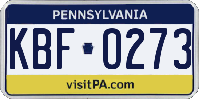 PA license plate KBF0273
