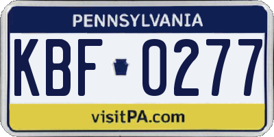 PA license plate KBF0277