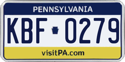 PA license plate KBF0279