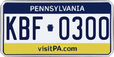 PA license plate KBF0300