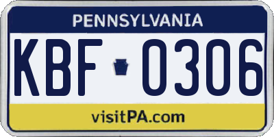 PA license plate KBF0306