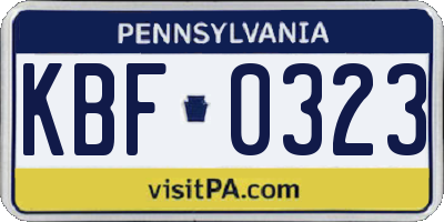 PA license plate KBF0323