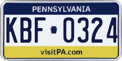 PA license plate KBF0324
