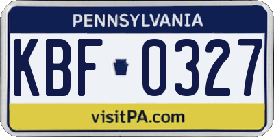 PA license plate KBF0327