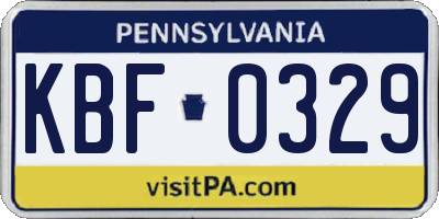 PA license plate KBF0329