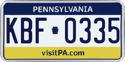 PA license plate KBF0335