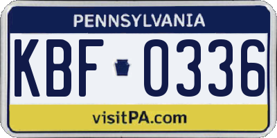 PA license plate KBF0336