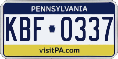 PA license plate KBF0337