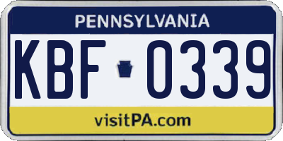 PA license plate KBF0339