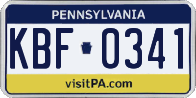 PA license plate KBF0341